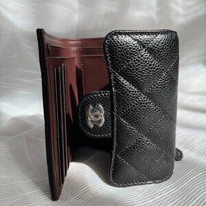 Brand New Chanel Black Caviar Quilted Petite Maroquinerie Cardholder Wallet